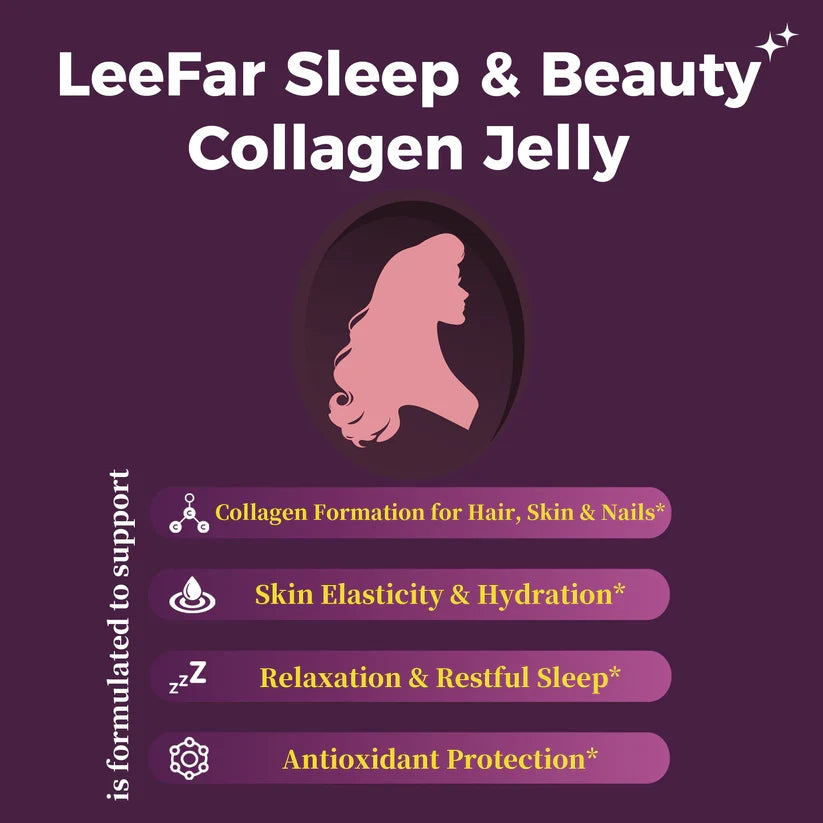 LeeFar Sleep & Beauty Collagen Jelly – 1800mg Bio-Peptides + Nighttime Blend – 15 Stick Packs