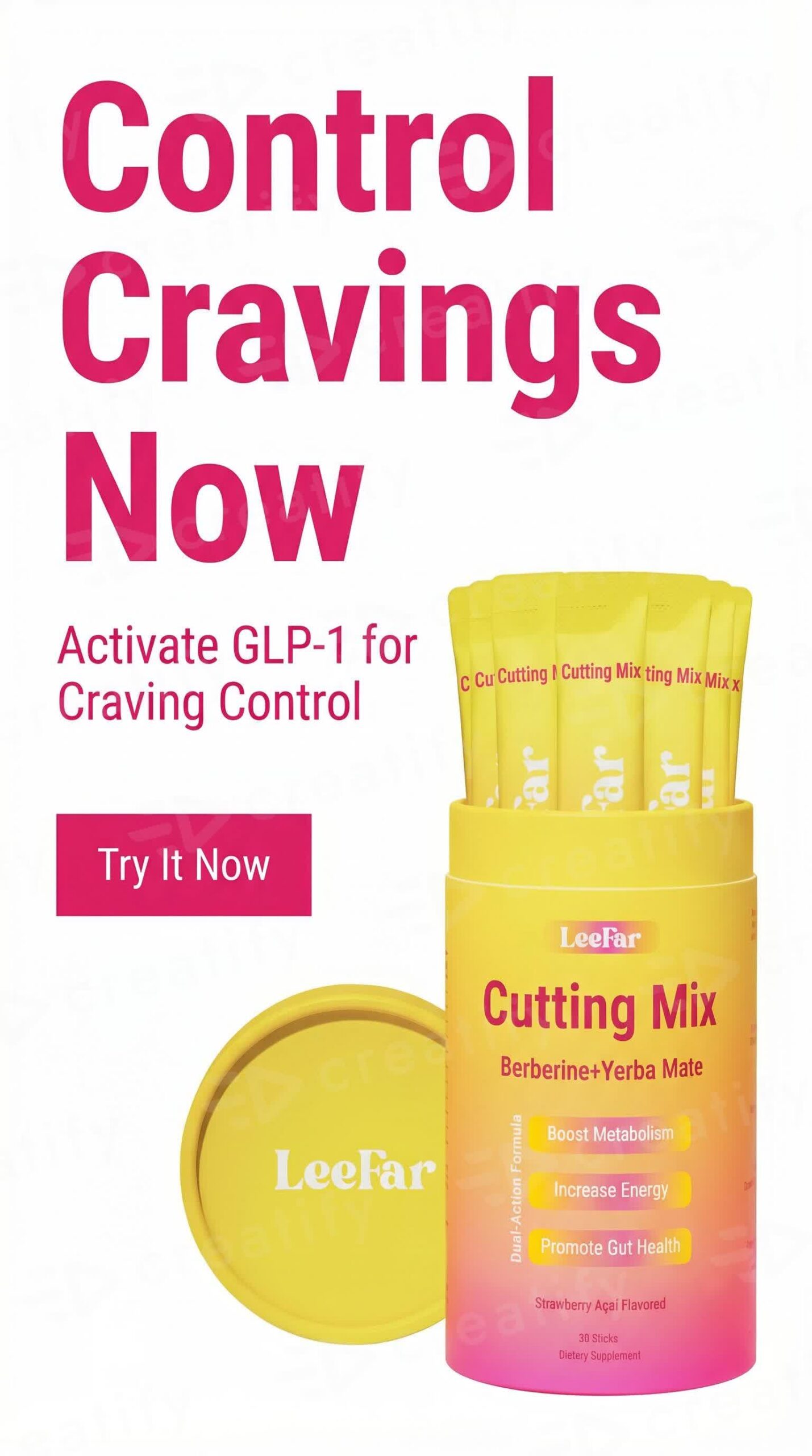 LeeFar Cutting Drink Mix – Strawberry Açaí Flavor – 21 Servings