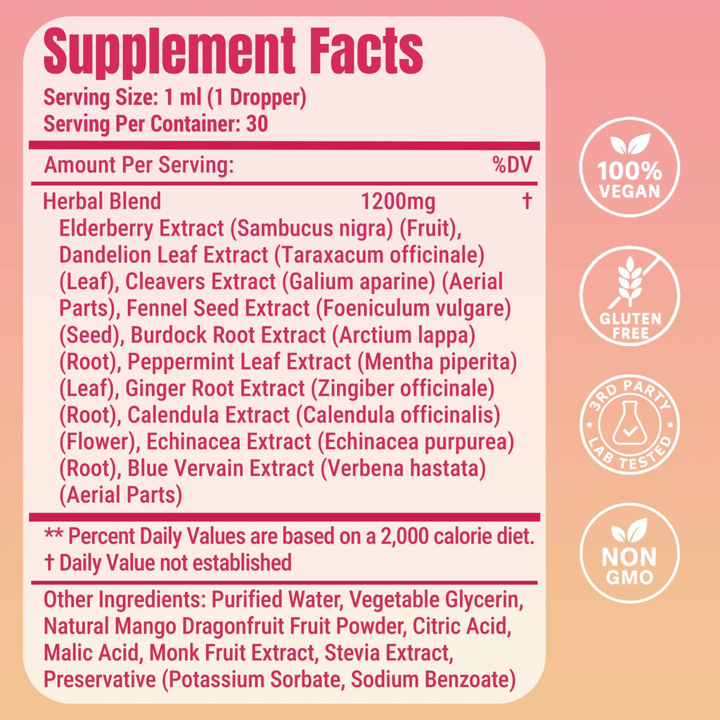 LeeFar Cutting Drops – Lymphatic-Focused Debloat Formula – Mango Dragonfruit – 30 Servings